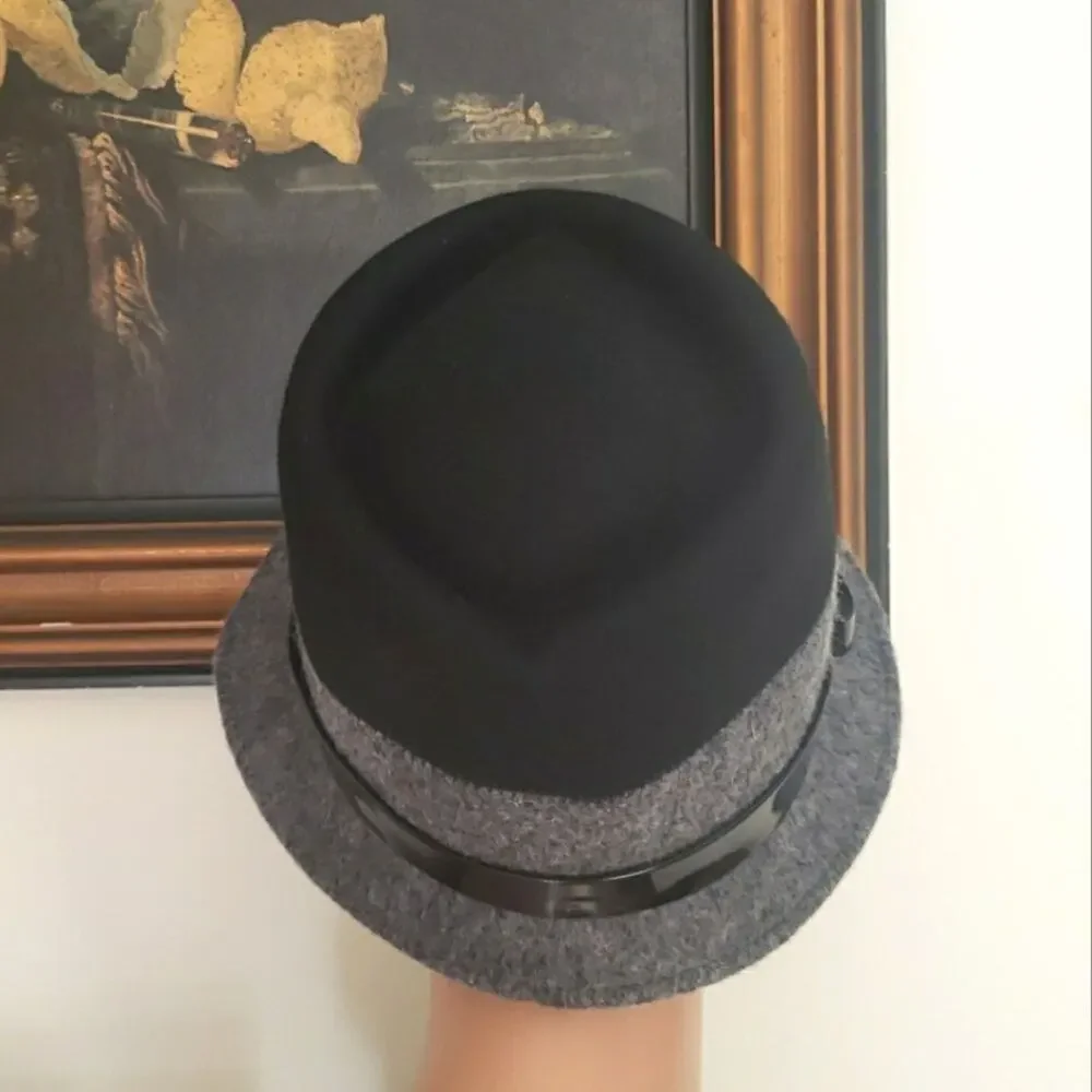 Nordstrom Women's 100% Wool Hat Old Money Bucket Fedora Cloche Flapper - Picture 3 of 6